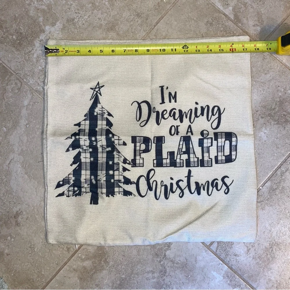 Plaid Christmas Pillow Cover - Black and Cream